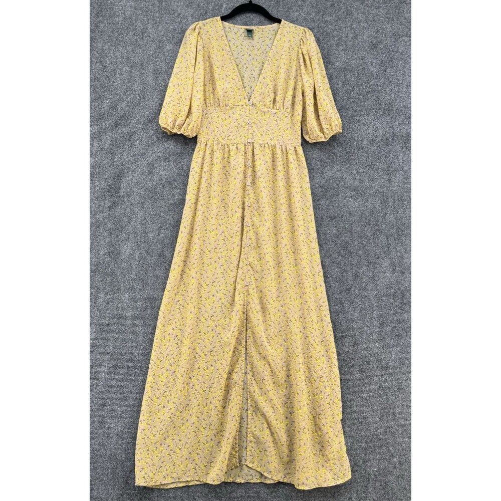 Wild Fable Floral Maxi Dress Button Front Puff Sleeve Boho Cottagecore Duster S